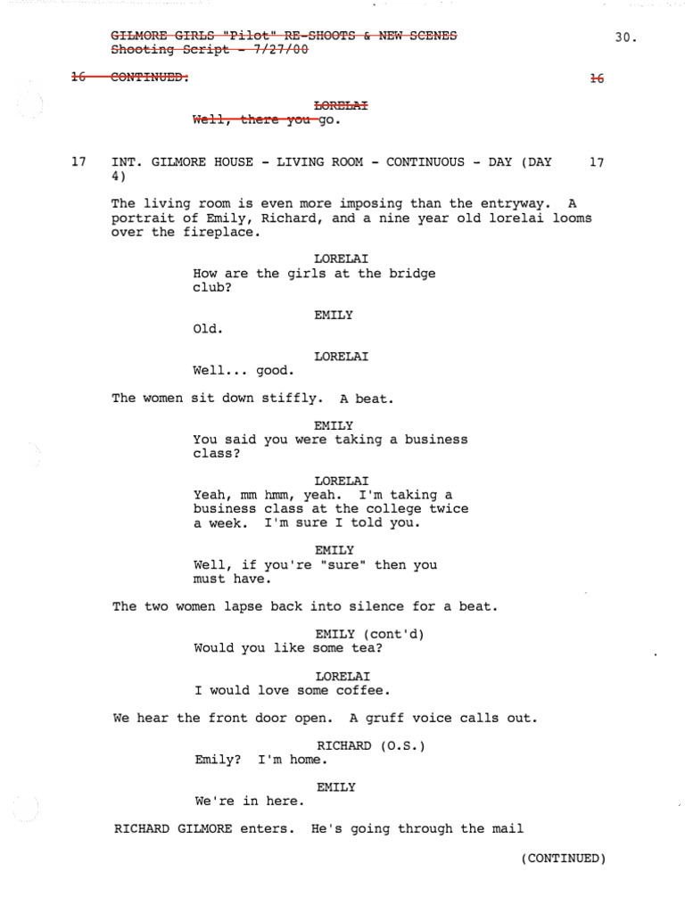 LORELAI Gilmore Girls Pilot Scene 2 | PDF