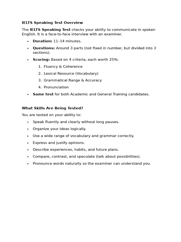 IELTS Speaking Test Guide | PDF | Vocabulary | English Language