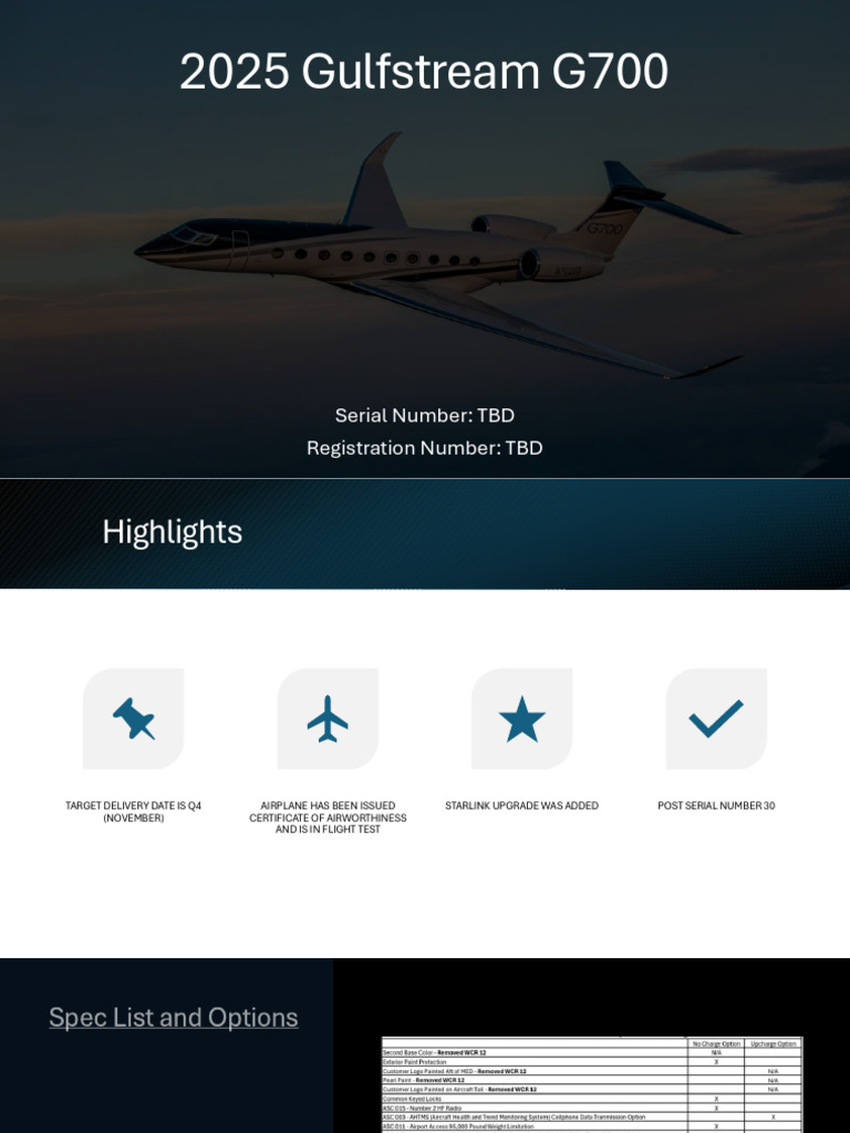 2025 Gulfstream G700 Specifications | PDF