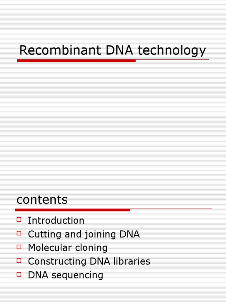 Recombinant DNA Cloning Techniques | PDF | Molecular Cloning | Plasmid