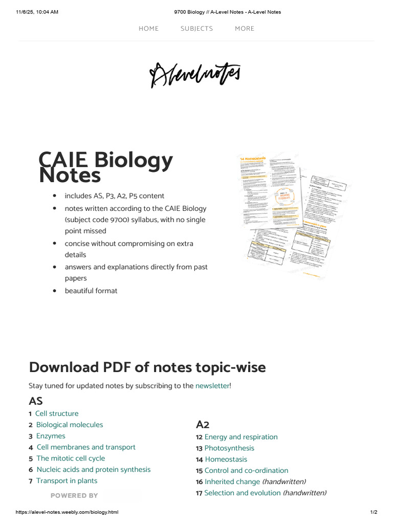 A-Level Biology Notes and Resources | PDF | Biology | Cell (Biology)