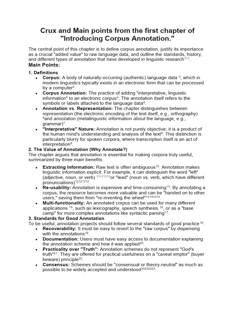 Crux and Main Points From The First Chapter of Introducing Corpus ...