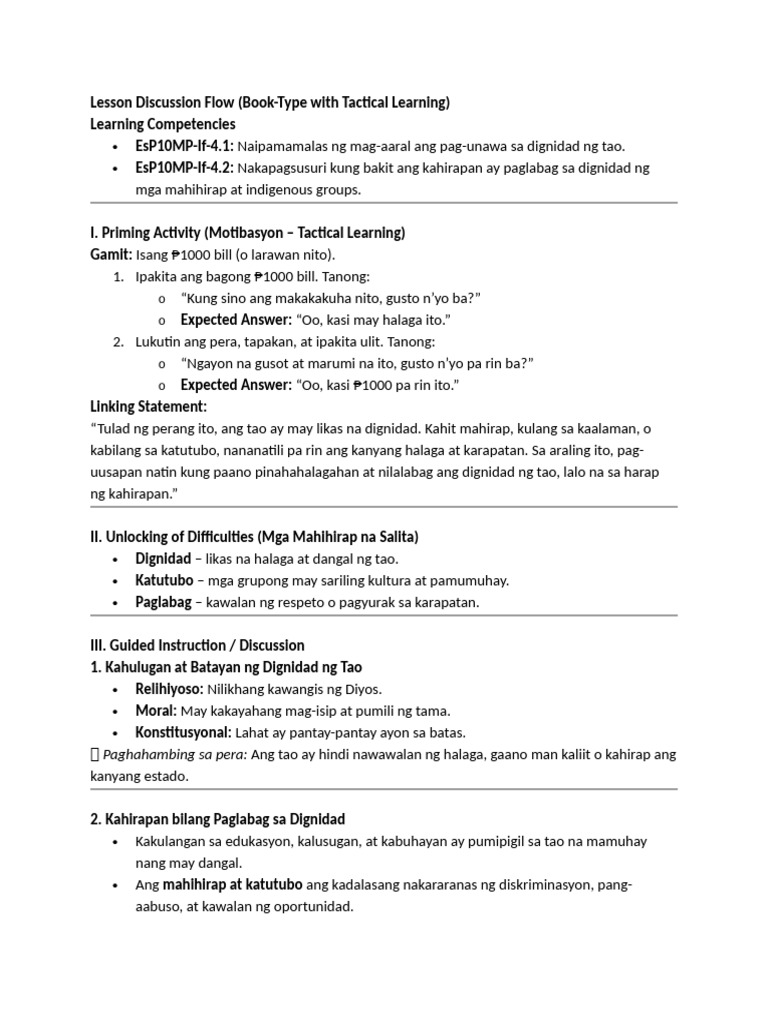 Tactical Learning - DIGNIDAD | PDF