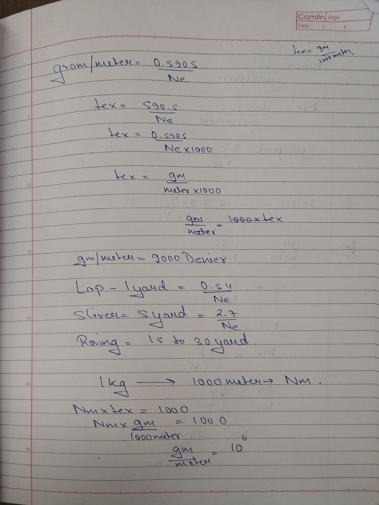 Textile Conversion Formula | PDF