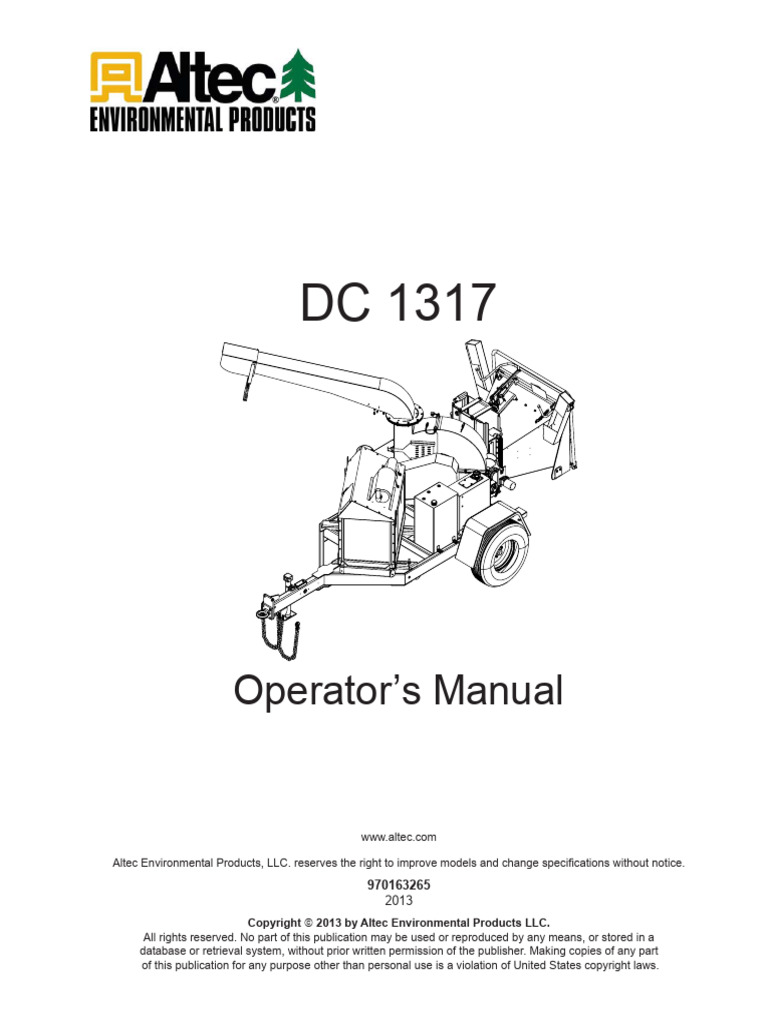 Altec Chipper Operator's Manual 2013 | PDF