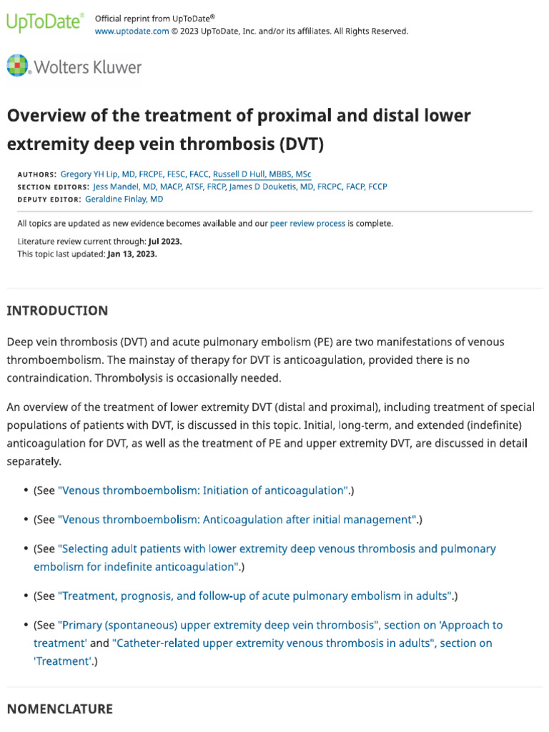 Uptodate DVT Proximal | PDF