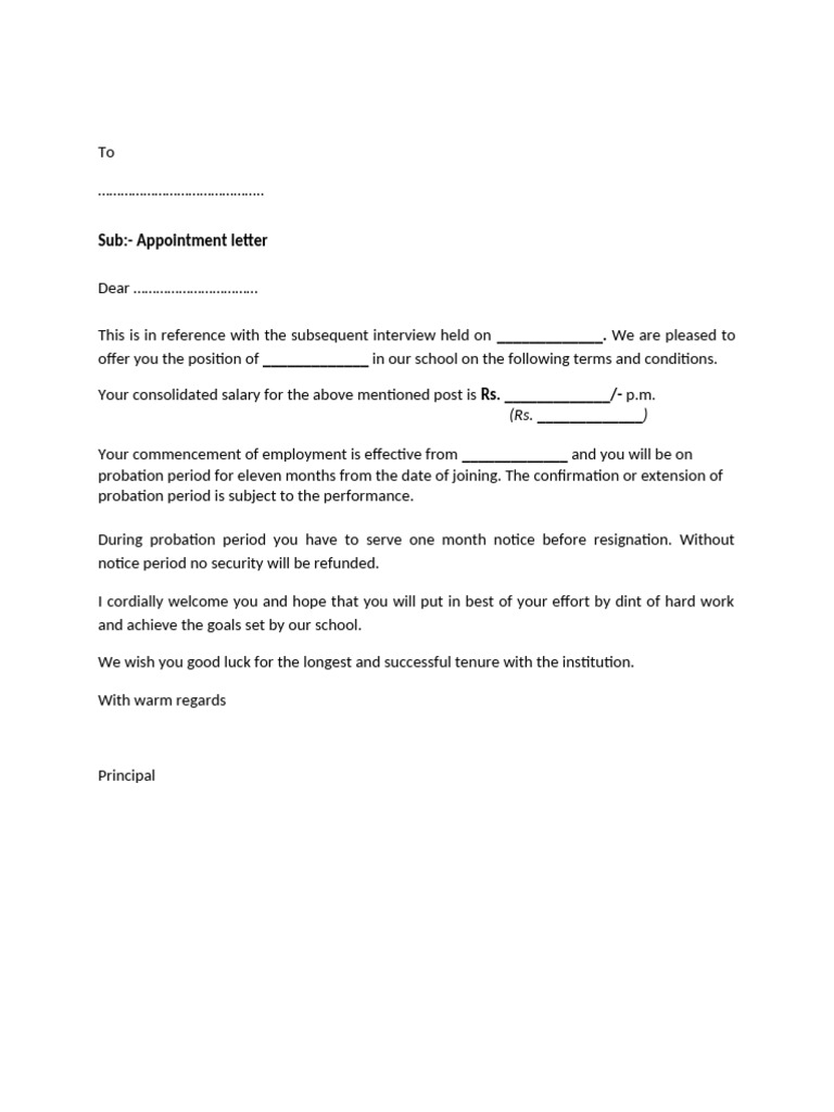 School Appointment Letter Template | PDF