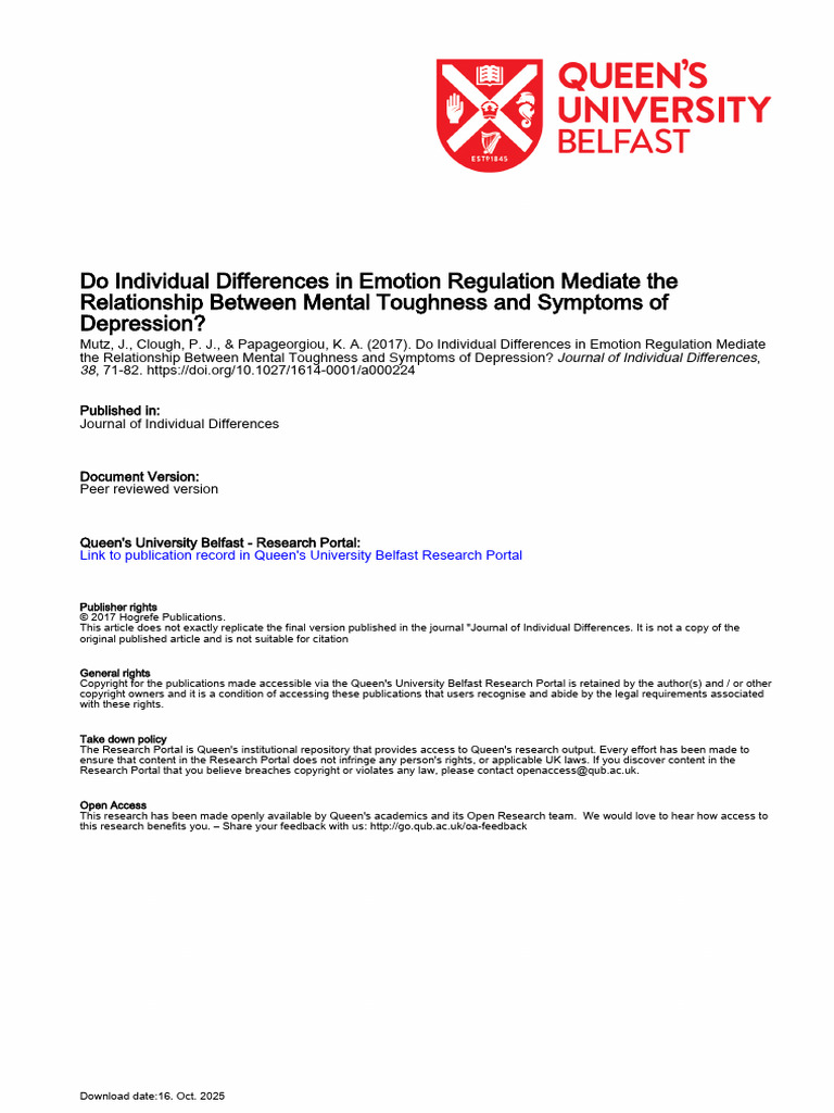 Do Individual Differences in Emotion Regulation Mediate The ...
