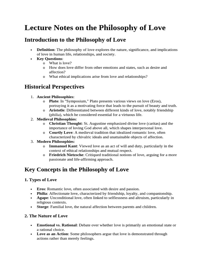 Lecture Notes On The Philosophy of Love | PDF | Love | Justice