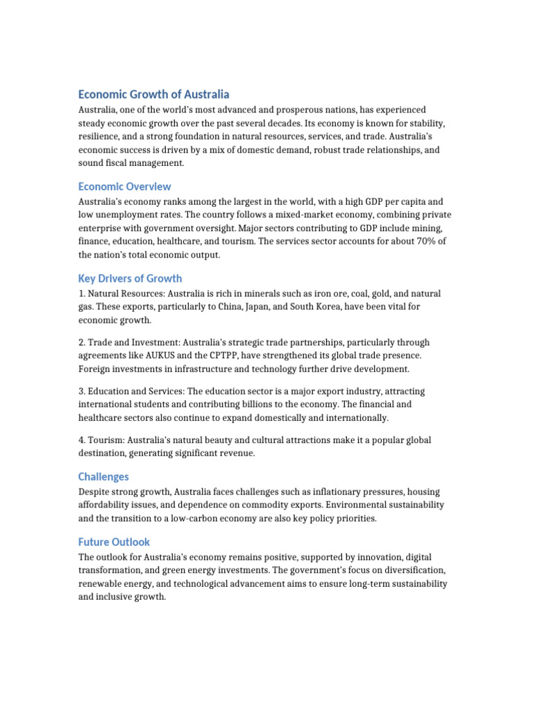 Economic Growth of Australia | PDF | Economic Growth | Economies