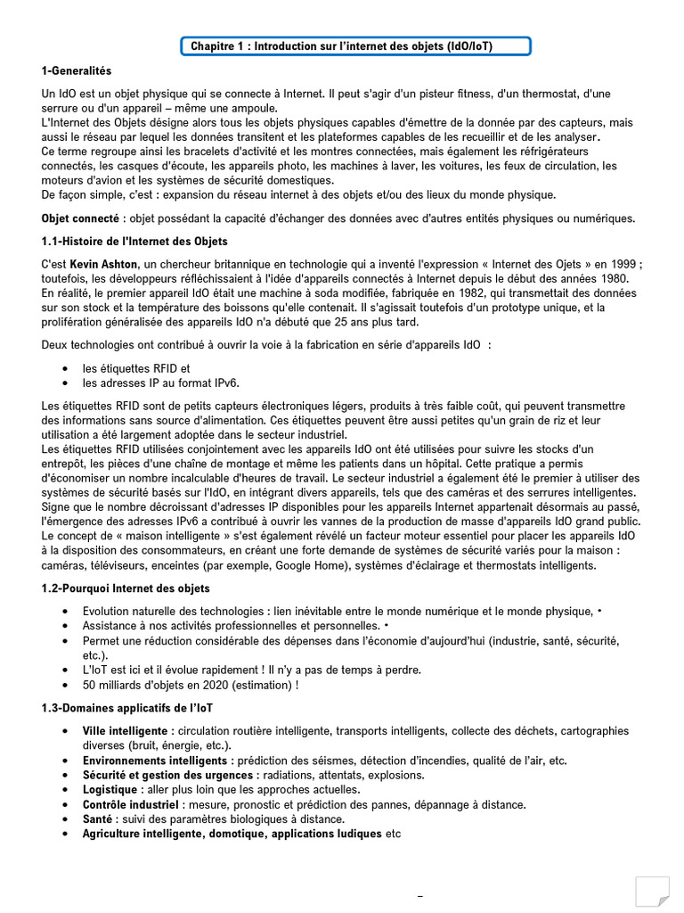 Introduction à l'Internet des Objets | PDF | Internet des objets ...