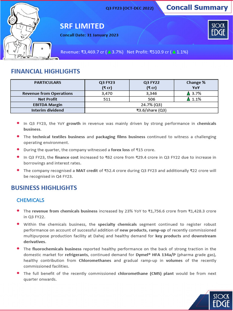 Srf Q3 Fy 23 | PDF | Materials