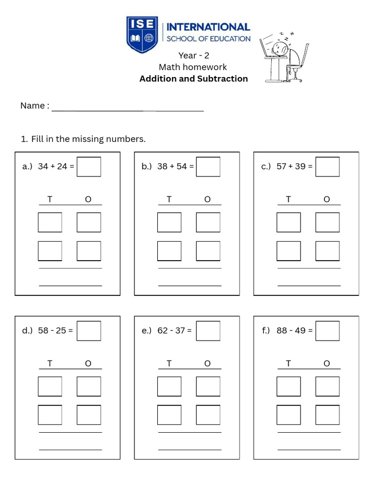 Math Homework: Addition & Subtraction | PDF