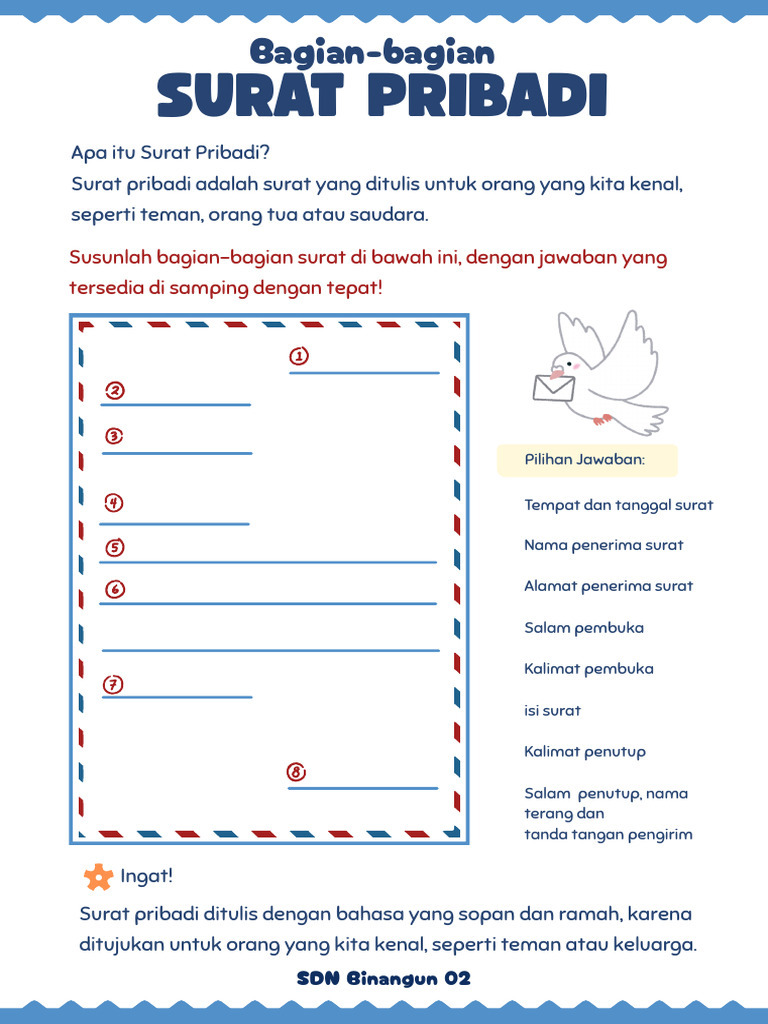 Panduan Menulis Surat Pribadi Kelas 5 | PDF