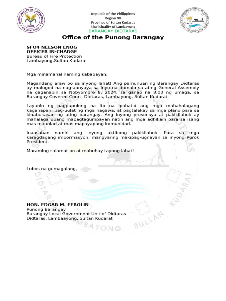 Invitation To The General Assembly | PDF