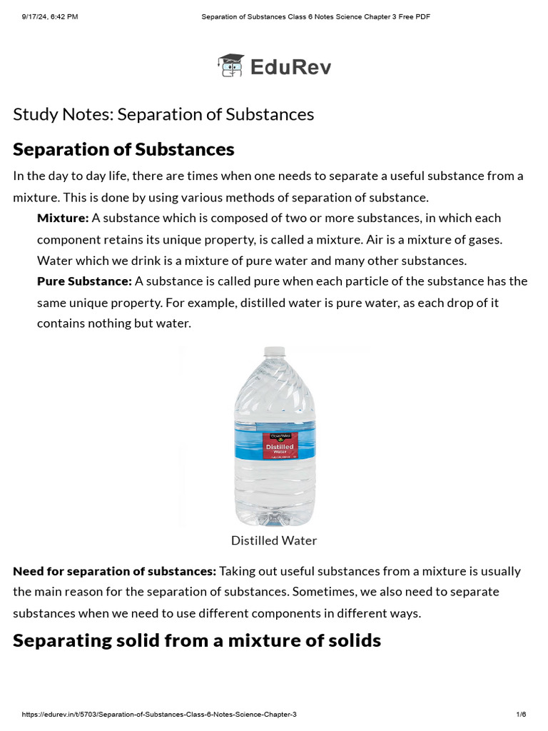 L 3 (A) Separation of Substances | PDF | Solubility | Filtration