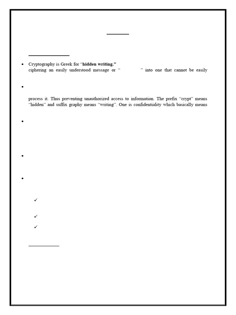 Cryptography 1 - 3 Notes | PDF | Cipher | Encryption