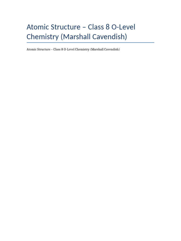 Atomic Structure for Class 8 Chemistry | PDF | Atoms | Atomic Nucleus
