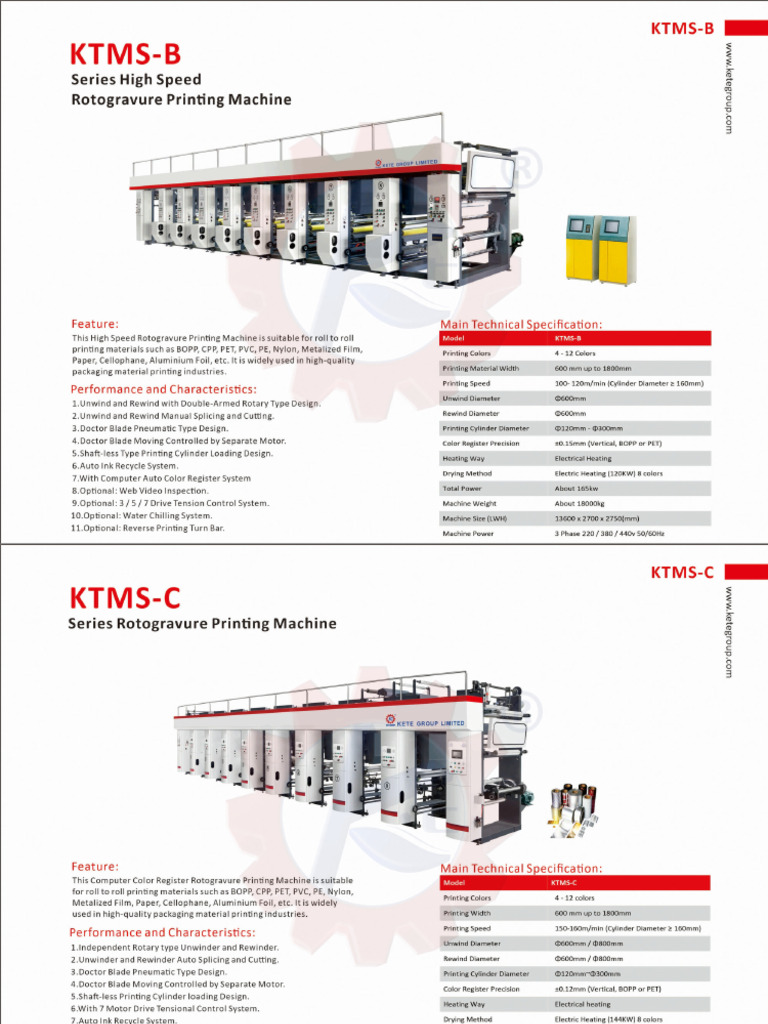 Rotogravure Printing Machine Catalog KETE GROUP LIMITED | PDF