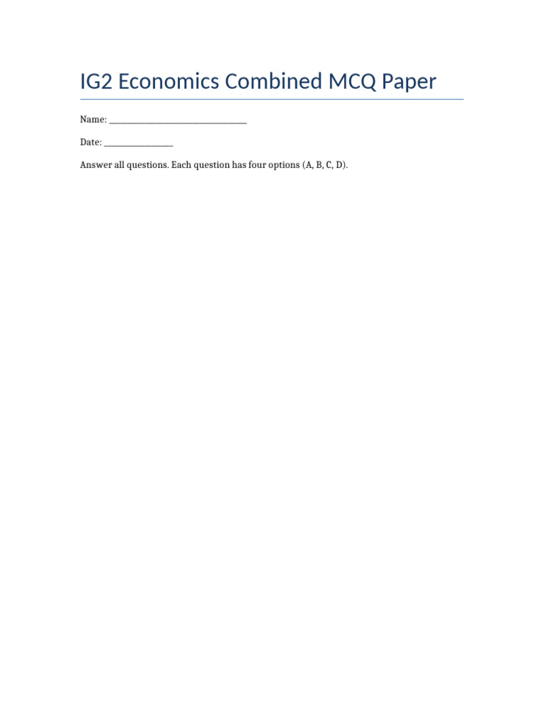 IG2 Economics MCQ Combined | PDF