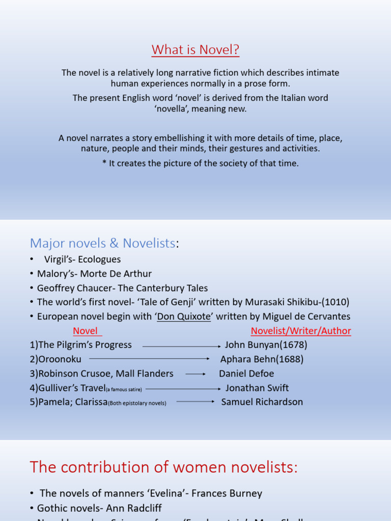 4.1History of Novel Ppt | PDF | Novels | Literary Theory