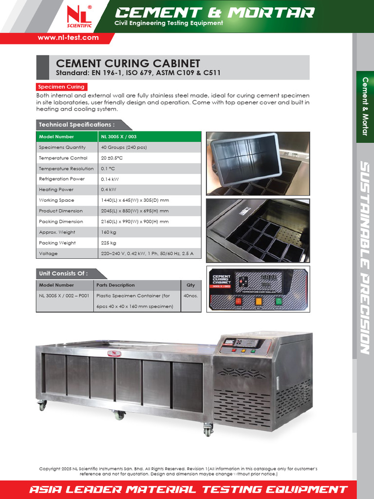 Cement Curing Cabinet Specifications | PDF