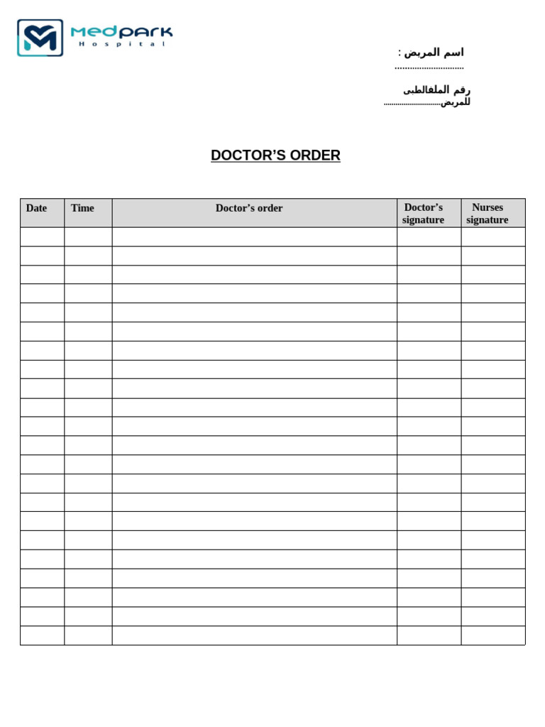 Doctor Order | PDF
