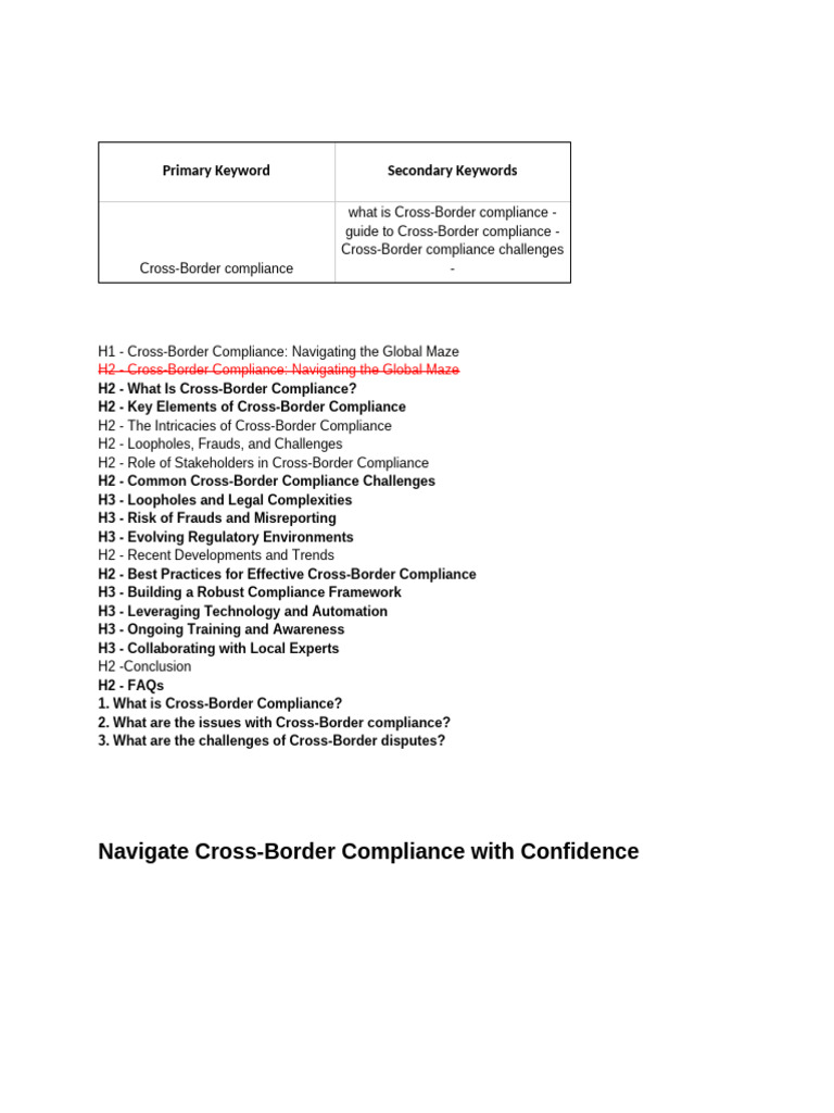 D&B August - Cross Border Compliance | PDF | Regulatory Compliance ...