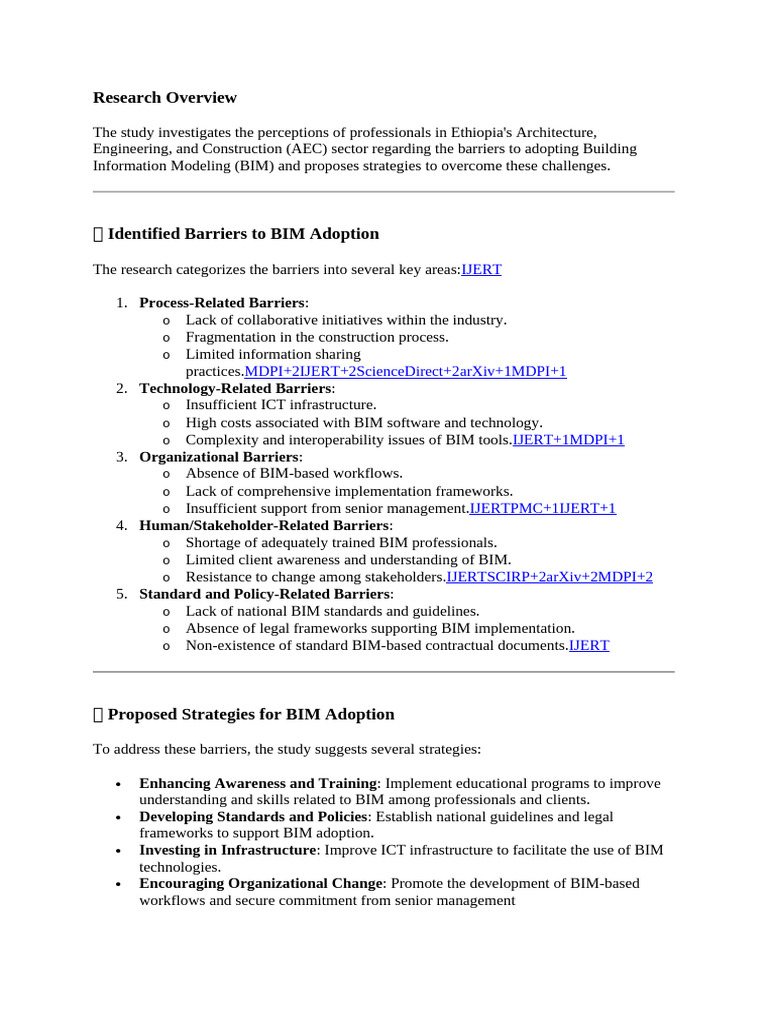 Barriers and Strategies for BIM in Ethiopia | PDF | Building ...
