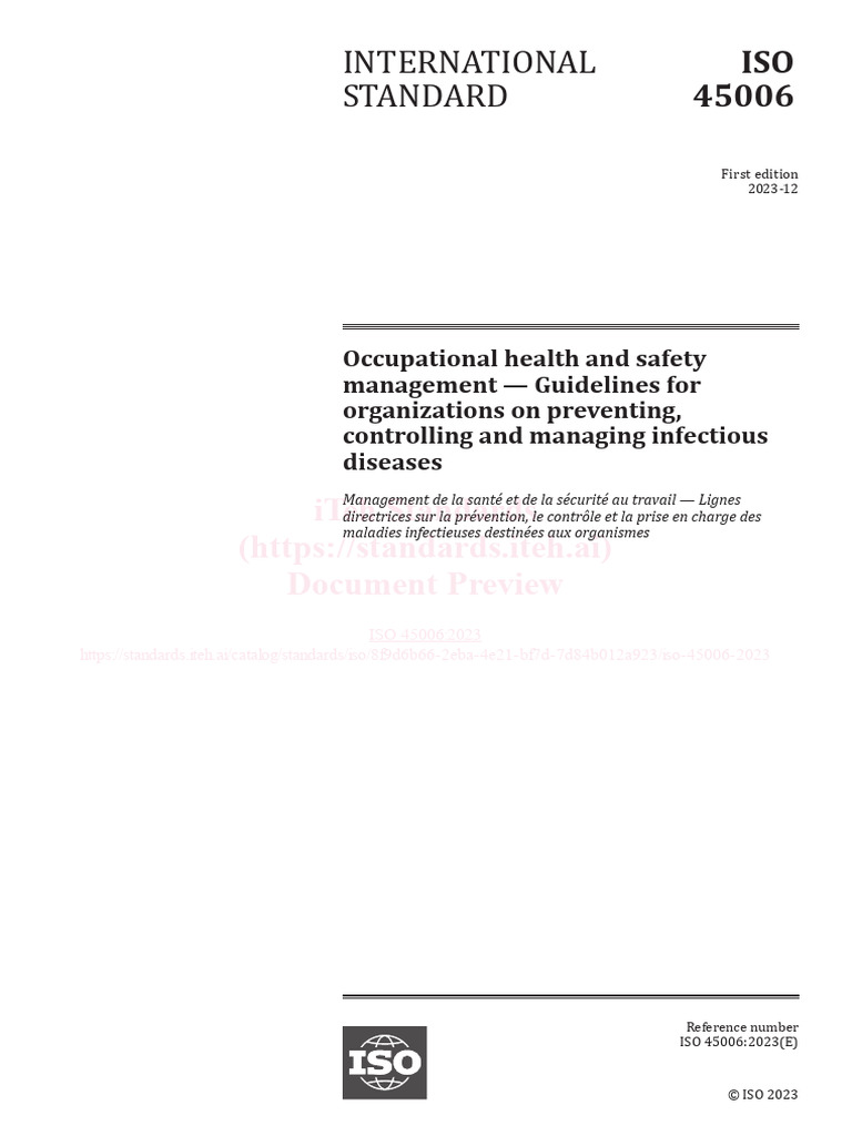 ISO 45006: Infectious Disease Guidelines | PDF | Infection | Personal ...