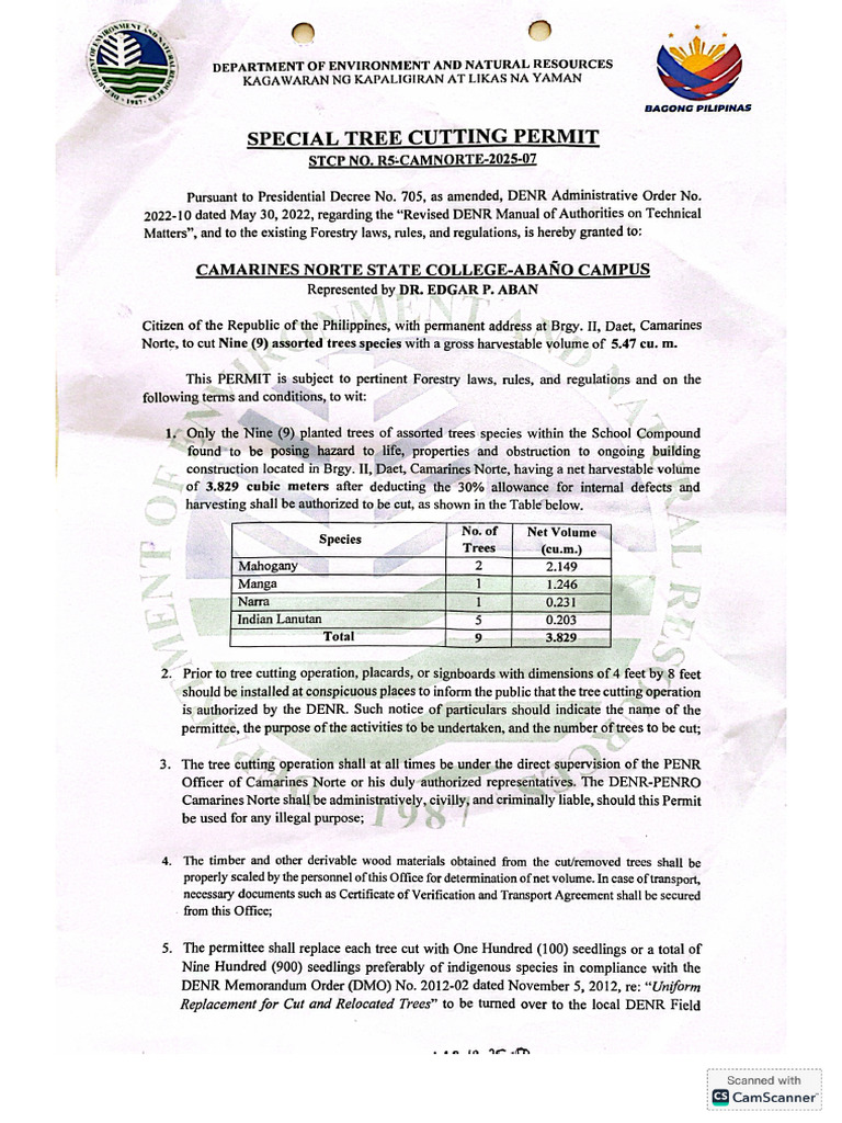 Special Tree Cutting Permit | PDF