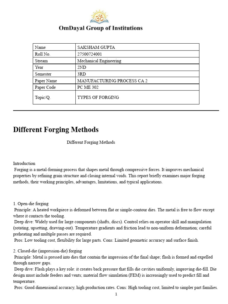 Manufacturing Processes Ca2 | PDF | Forging | Metalworking