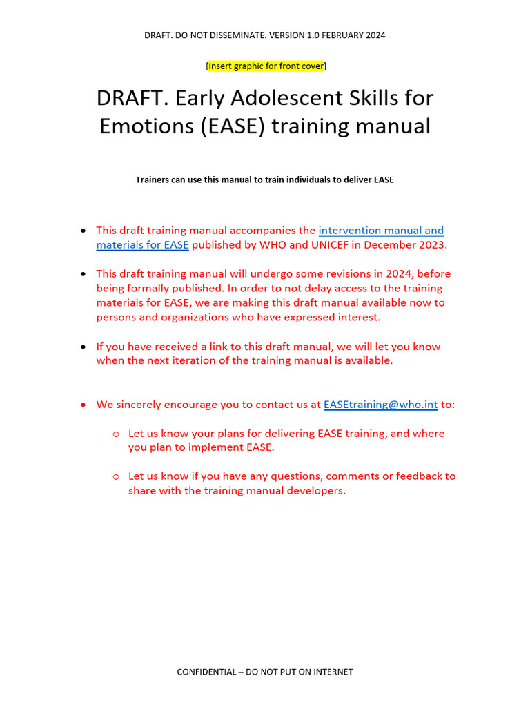 EASE Training Manual for Adolescents | PDF | Mental Health | Mental ...