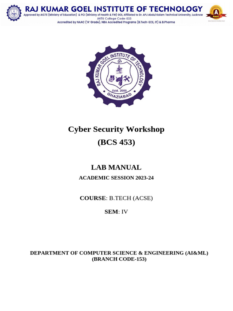 Cyber Security Workshop Lab Manual | PDF | Transmission Control ...