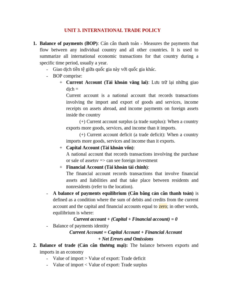 International Trade Policy Overview | PDF | Balance Of Payments ...