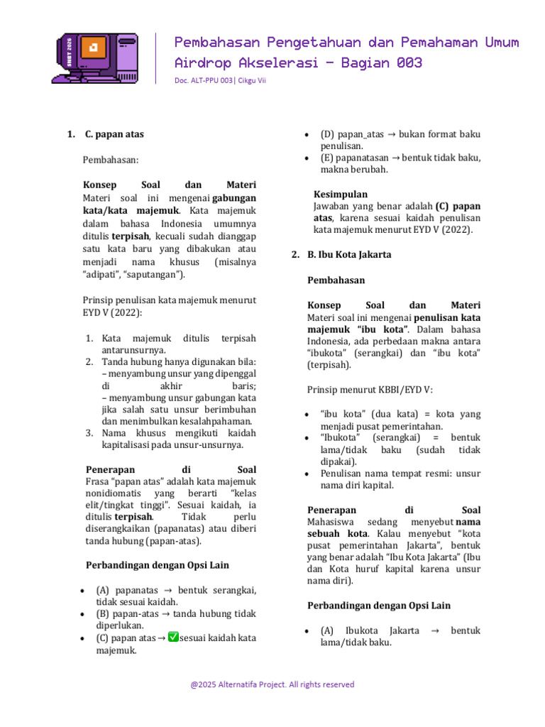 Penulisan Kata Majemuk dalam EYD V | PDF