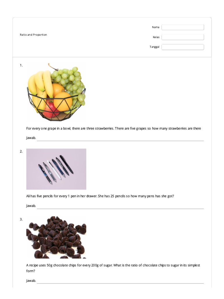Ratio and Proportion Worksheet | PDF