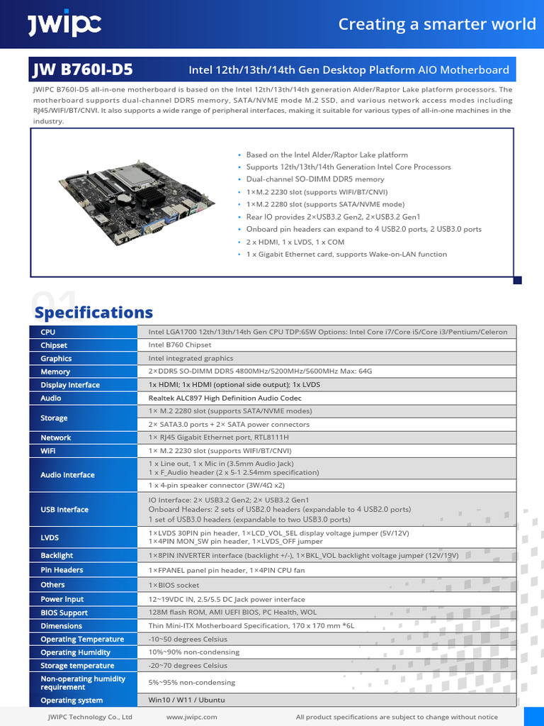 JW B760i-D5 Datasheet (Jrplth02 | PDF | Computer Hardware | Computer ...