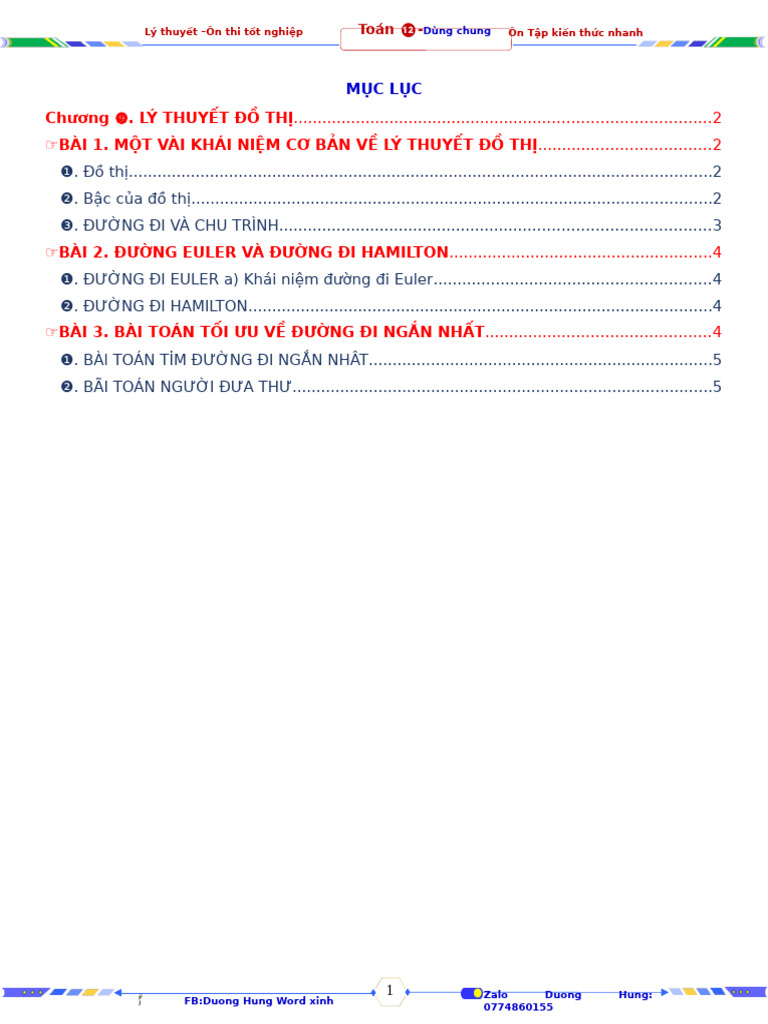 FULL LY THUYET 12NEW -C9- LY THUYET DO THI | PDF