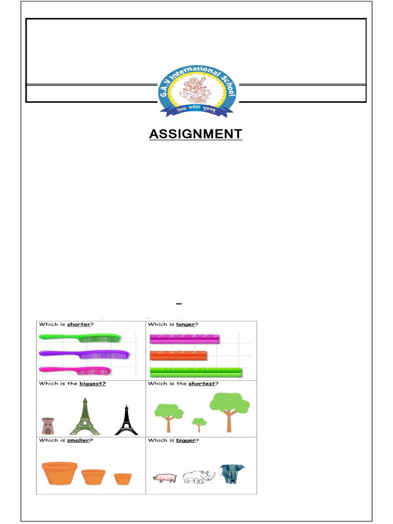 Maths Assignment for Class 1 Students | PDF