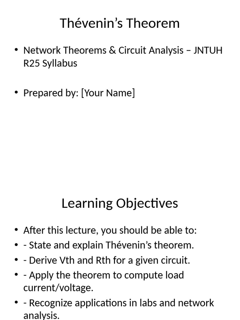 Understanding Thévenin’s Theorem | PDF | Electronic Circuits ...