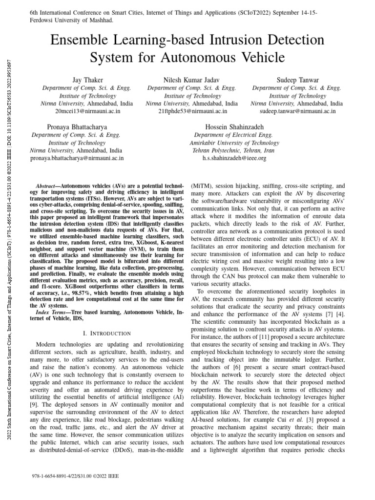 Ensemble Learning for AV Intrusion Detection | PDF | Support Vector ...