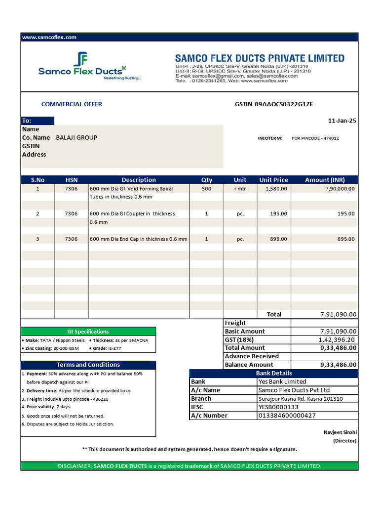 Commercial Offer for GI Products | PDF