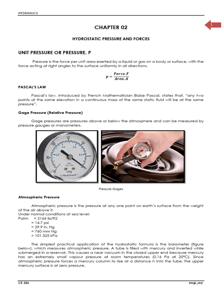 Hydrostatic Pressure and Forces Explained | PDF | Pressure | Pressure ...
