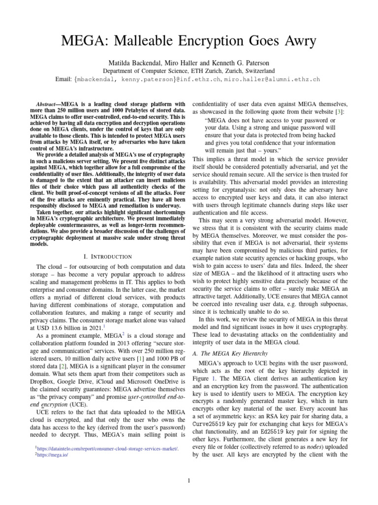 MEGA Cloud Security Flaws Exposed | PDF | Key (Cryptography) | Encryption