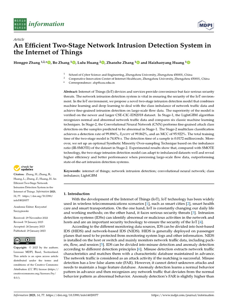 Two-Stage IoT Intrusion Detection System | PDF | Machine Learning ...