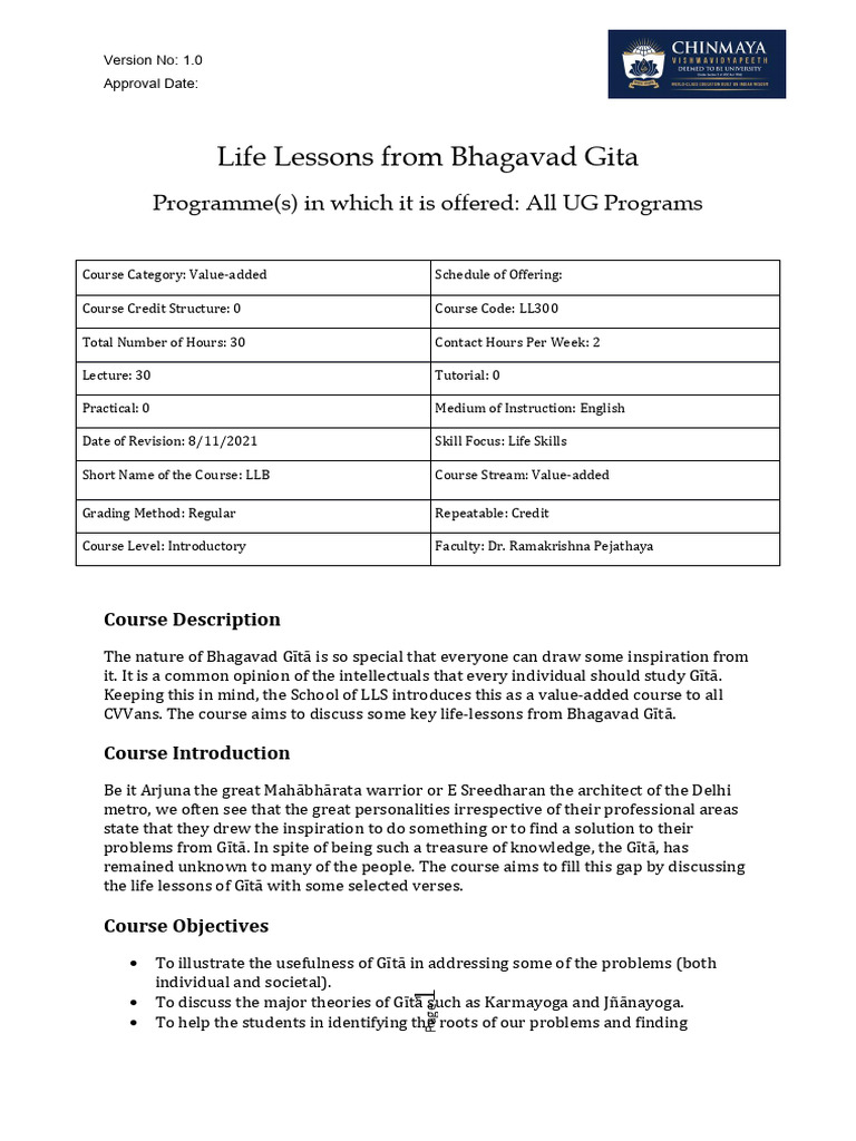 LLB Course Outline PDF | PDF | Bhagavad Gita | Indian Philosophy