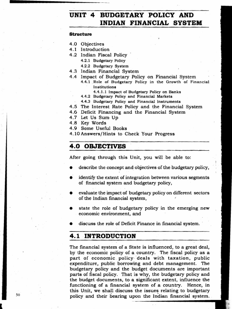Objectives of India's Budgetary Policy | PDF