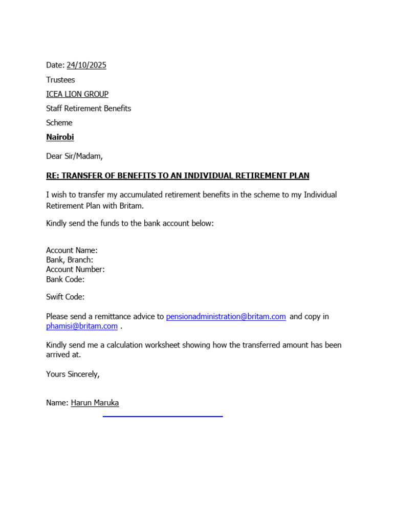 Sample Letter of Transfer.. | PDF