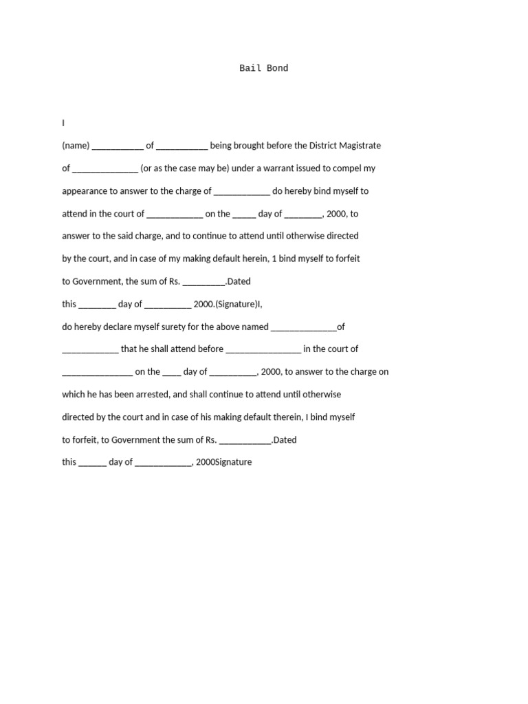 Bail Bond Agreement Template | PDF